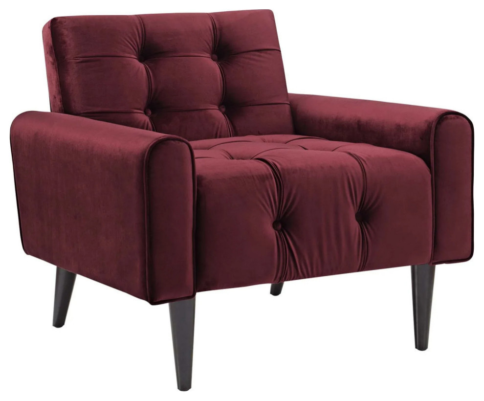 Elsie Maroon Living Room Set Performance Velvet Set of 3   Midcentury   Living Room Furniture Sets   by V.S.D Furniture  Houzz