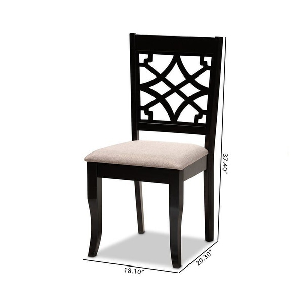 Set of 2 Upholstered Espresso Wood Dining Chairs Sand - 19x37