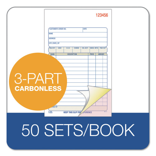 Adams Carbonless Sales Order Book， Three-Part Carbonless， 4.19 x 7.19， 50 Forms (TC4705)