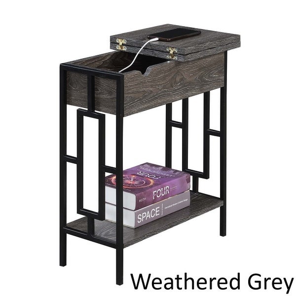 Porch and Den Alberni Flip Top End Table with Charging Station