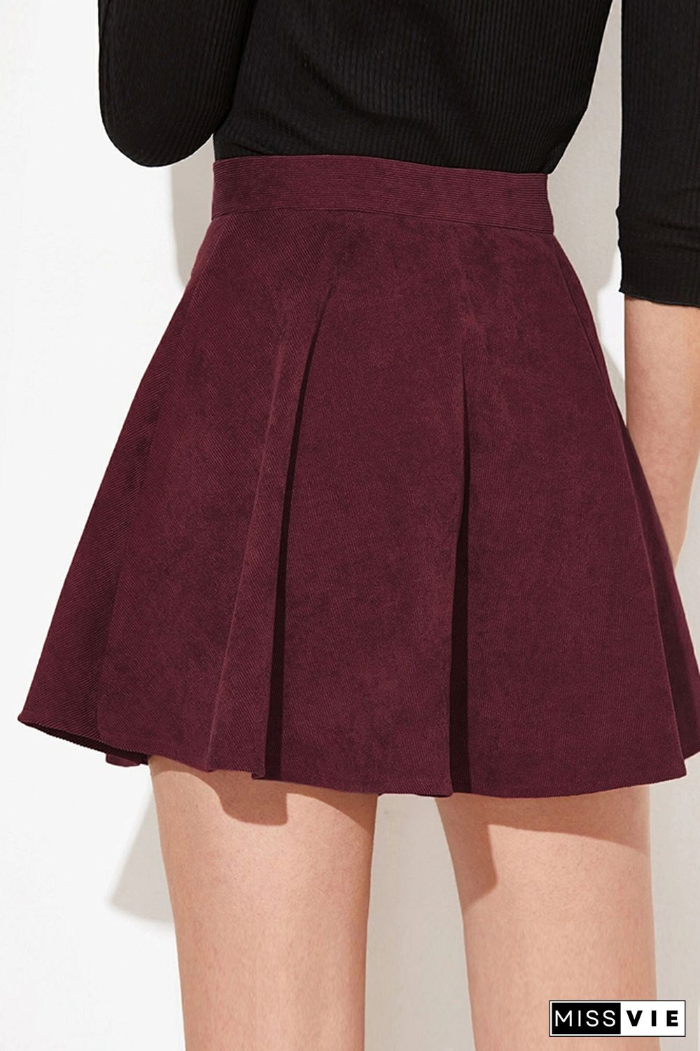 Corduroy High Waist Button Skirt