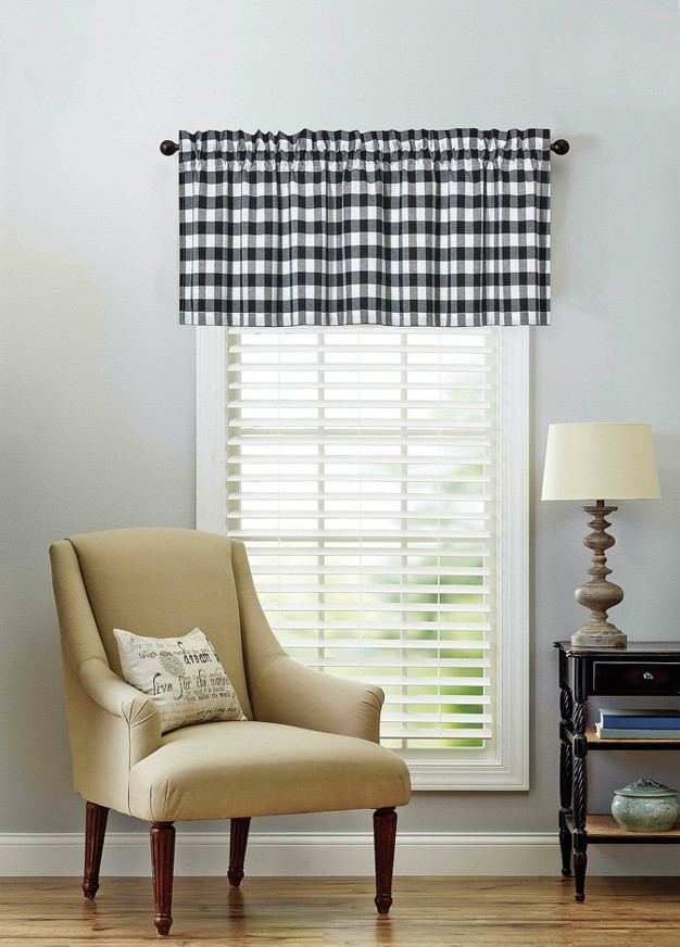 Kate Aurora Country Farmhouse Plaid Gingham Checkered Window Valance