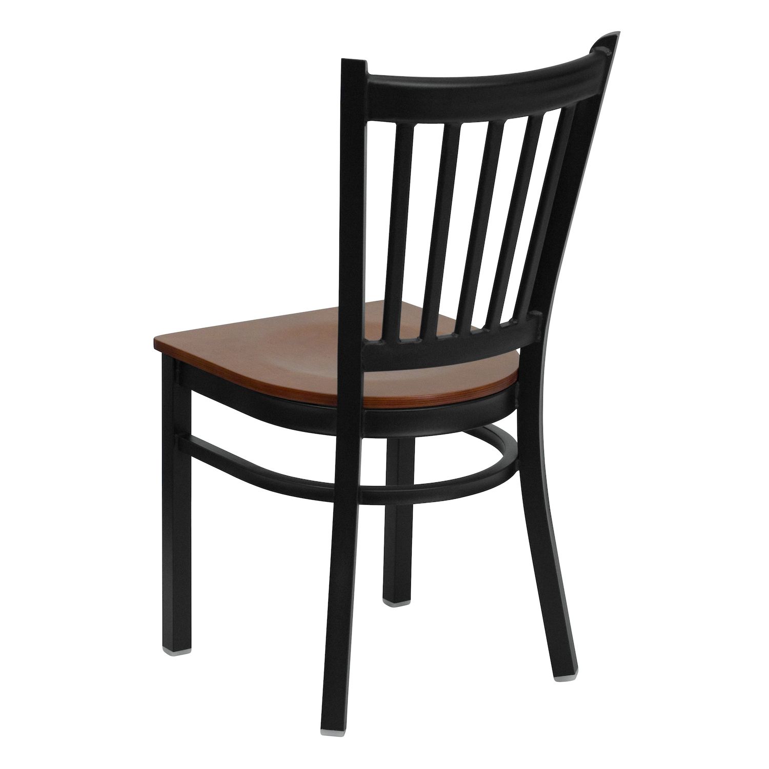 Emma and Oliver Black Vertical Back Metal Restaurant Chair - Burgundy Vinyl Seat