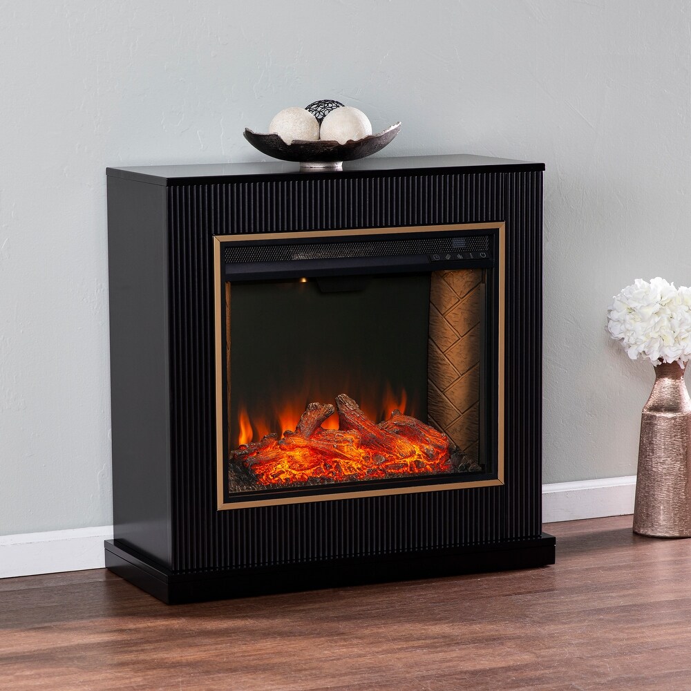 Camarosa Contemporary Black Wood Alexa Enabled Fireplace