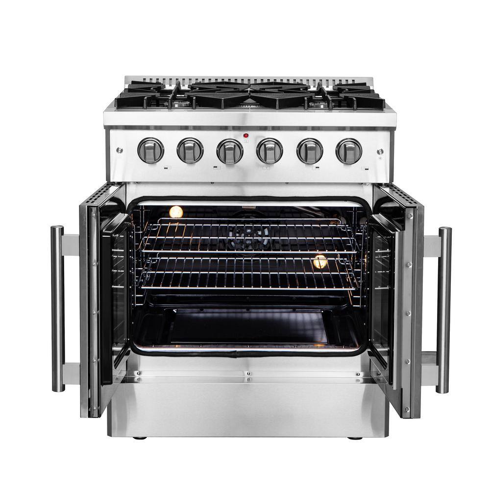 Forno Alta Qualita 30 in. Pro Style French Door Gas Range with 5 Defendi Italian Buner in Stainless Steel FFSGS6444-30