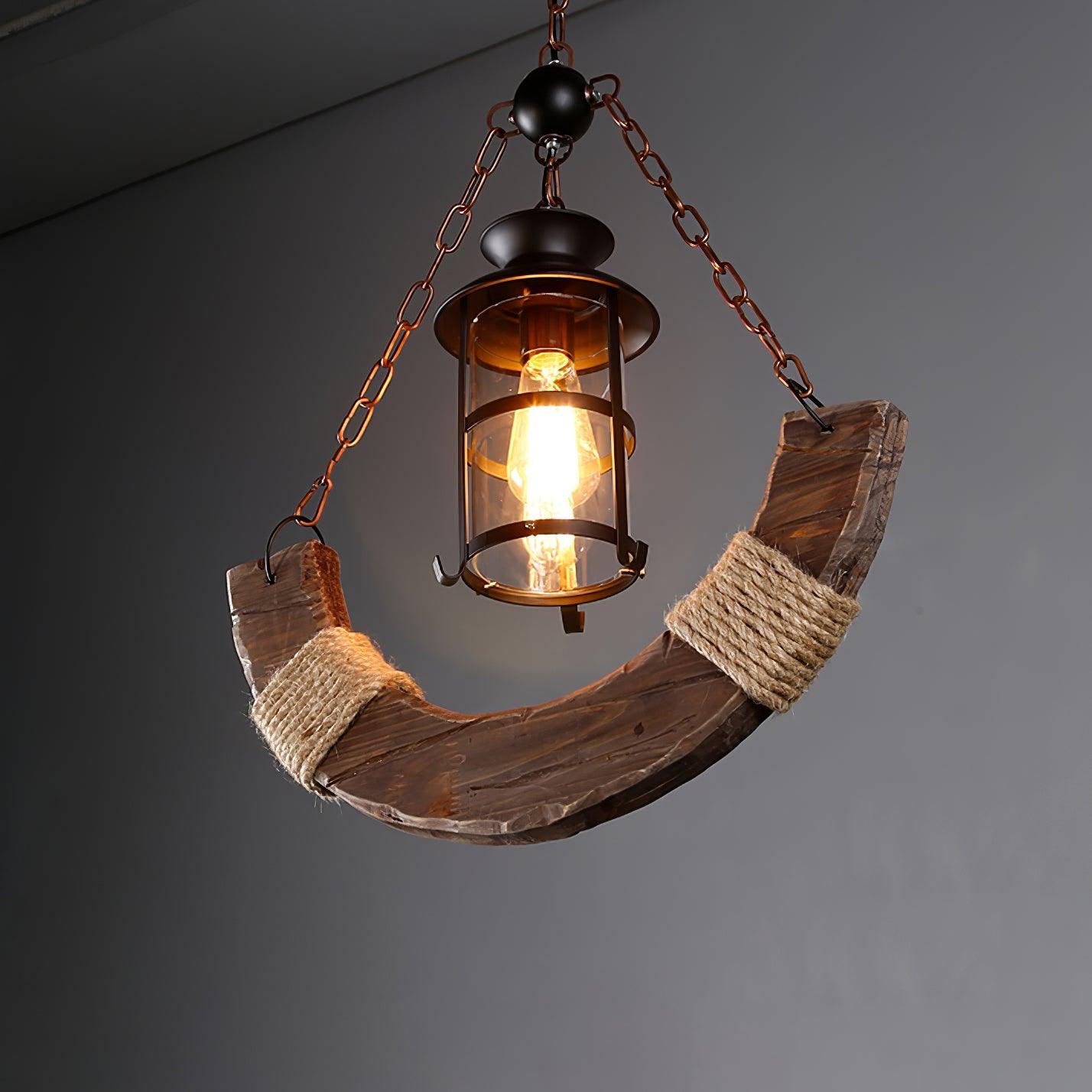 Nautical Industrial Style Wooden Chandelier