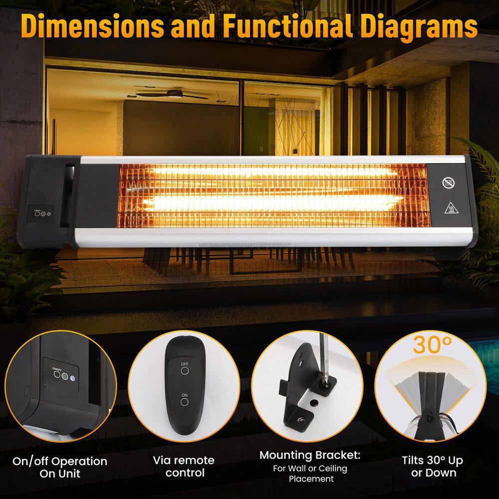 Patio Premier 120-Watt Ceiling or Wall Mounting Electric Patio Heater with Remote 141011