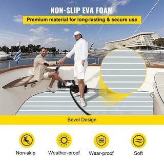 VEVOR EVA Foam Faux Teak Boat Decking Sheet 94.5 in. x 47.2 in. 6 mm Thick Non-Skid Self-Adhesive for Marine Yacht ZZDBHSJBTW240X120V0