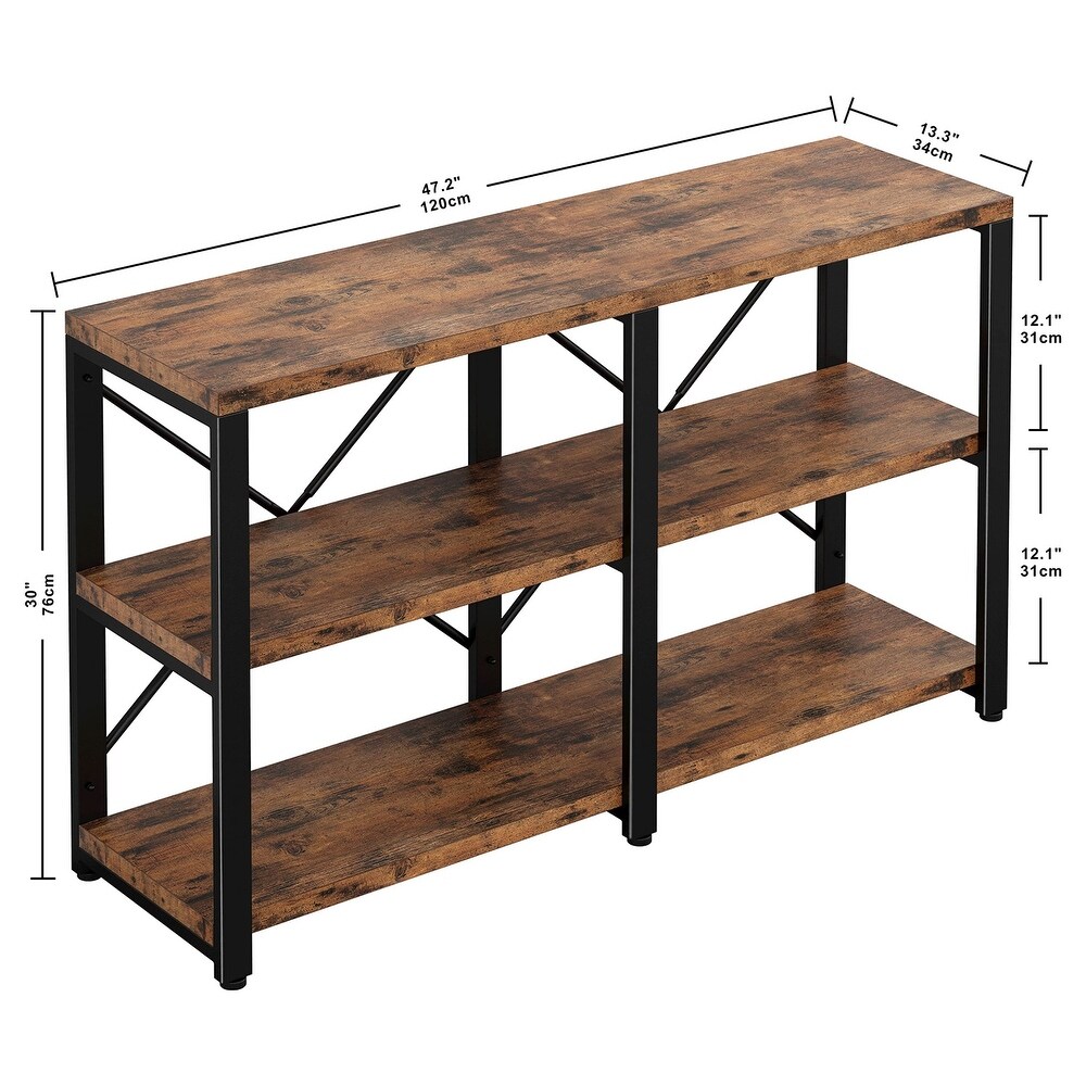 Rustic Entryway Console Table  Long Hallway Table 47in 3 Tier  TV Stand Entertainment Center Media Stand  Industrial Style