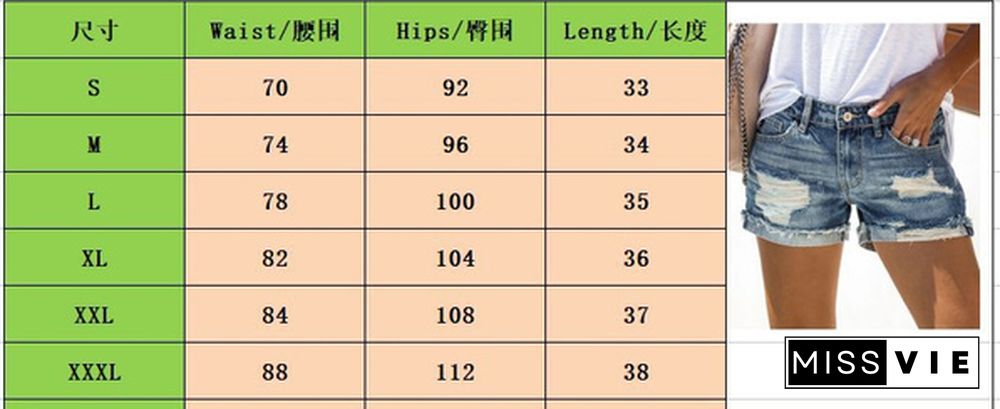 Women Fashion Ripped Denim Shorts Casual Summer Slim Short Jeans Legging Pant Plus Size S-