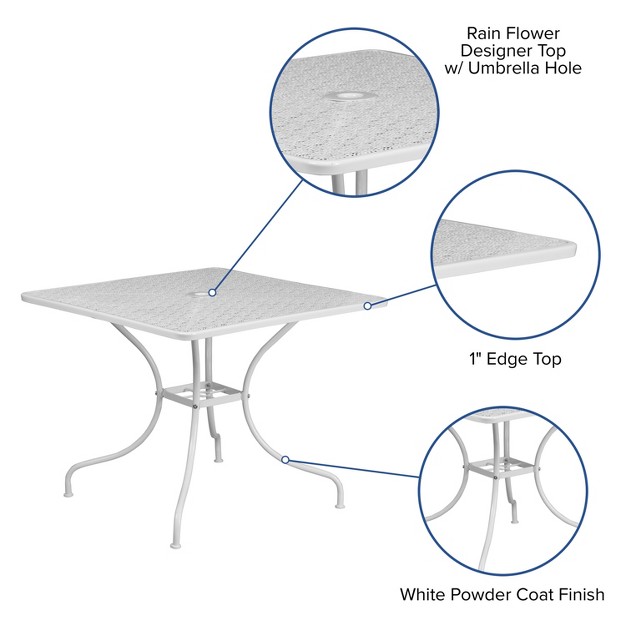 Indoor outdoor Steel Patio Table With Umbrella Hole