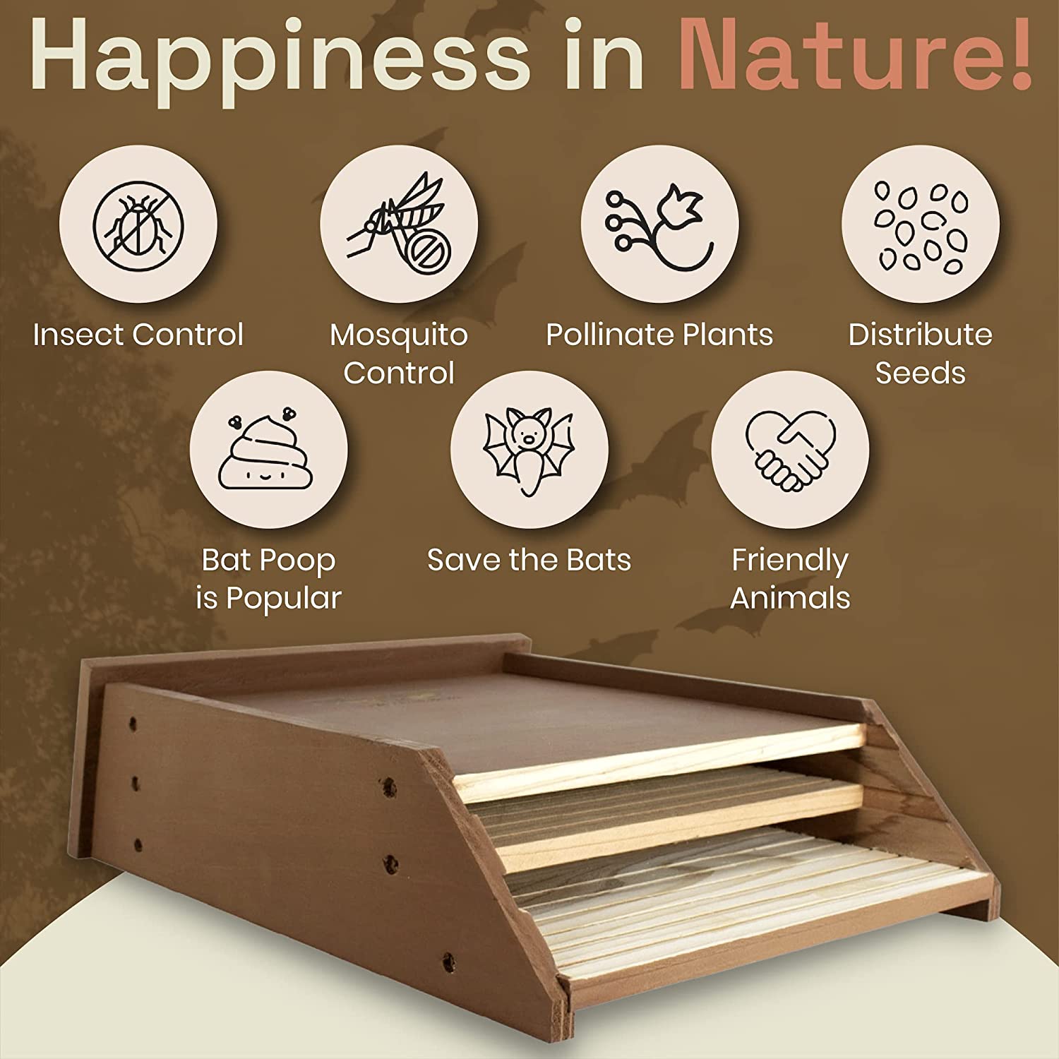 BIGBATBOX - 2-Chamber Bat Houses for Outdoors - Premium Cedar Bat House - Cleaning up on Your Mosquitos (Brown)