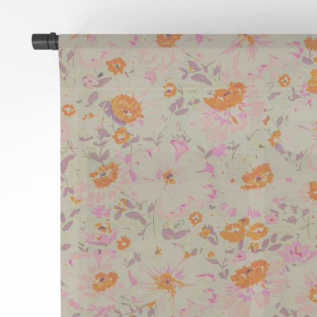 Alison Janssen Faded Floral Pink Citrus Single Panel Sheer Window Curtain Society6