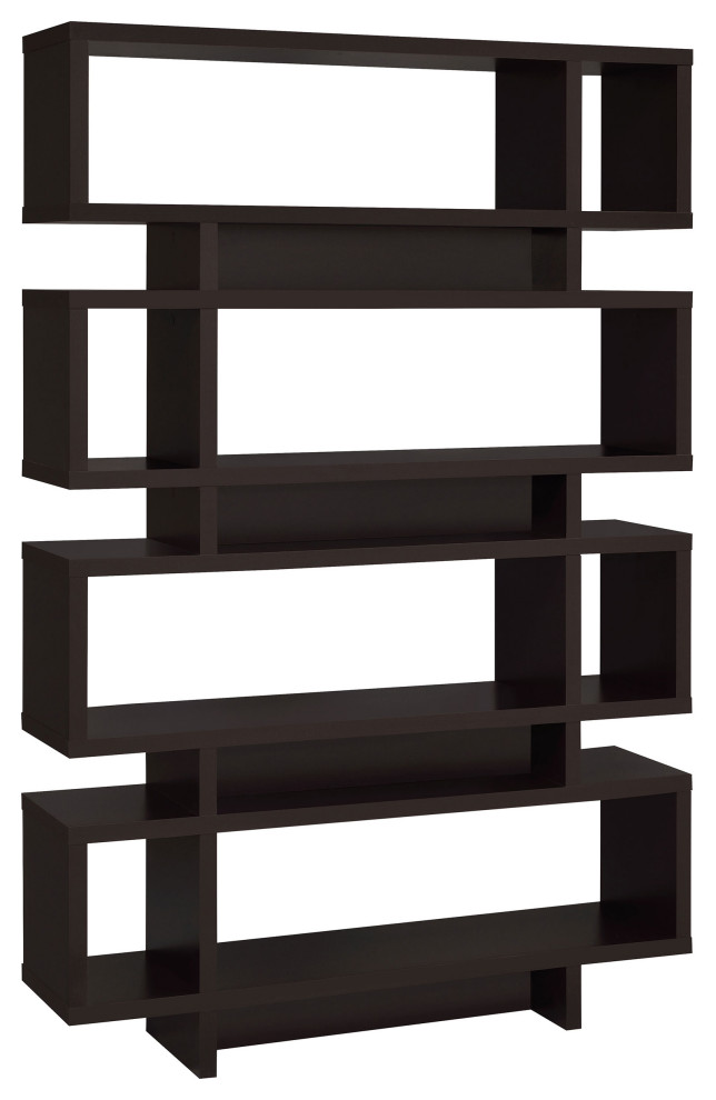 Reid 4 tier Open Back Bookcase Cappuccino   Modern   Bookcases   by Modon  Houzz