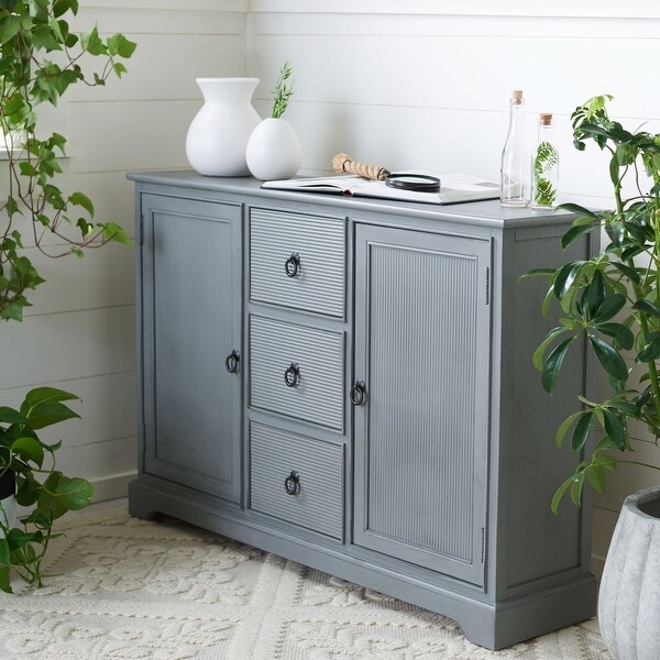 SAFAVIEH Adiland Distressed White 2 Door 3-Drawer Sideboard. - 45