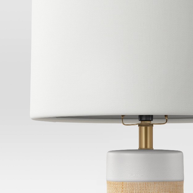 Ceramic Table Lamp With Natural Wrap White