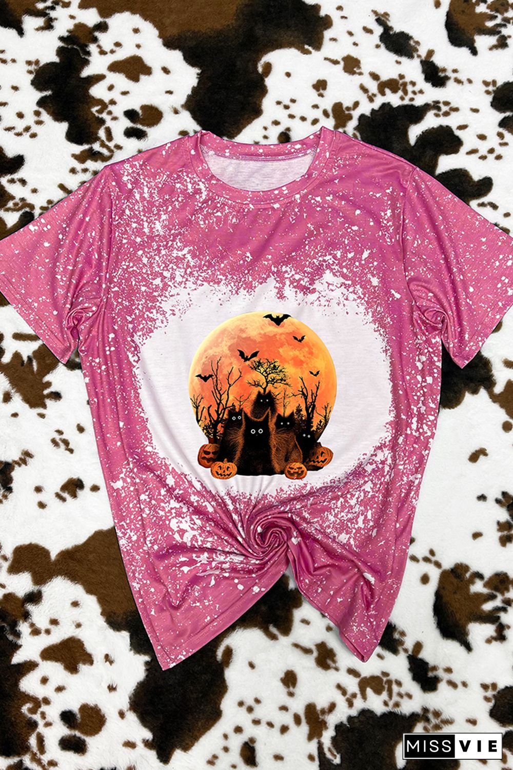 Halloween Black Cat Graphic Tee Wholesale