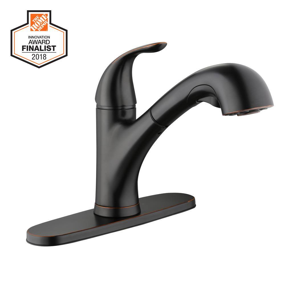 Glacier Bay Market Single-Handle Pull-Out Kitchen Faucet with TurboSpray and FastMount in Bronze HD67737-0027D