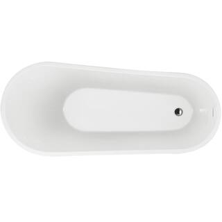 AKDY 67 in. Acrylic Single Slipper Flatbottom Non-Whirlpool Bathtub in Glossy White BT0091