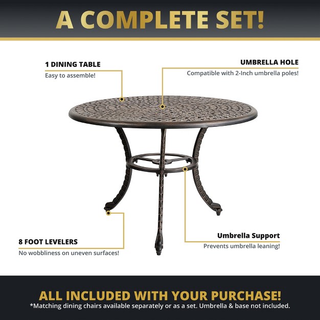 Kinger Home 41 inch Patio Outdoor Dining Table Round Outdoor Dining Table Aluminum Patio Furniture Bronze