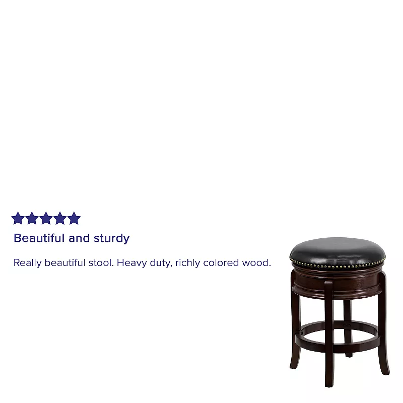 Merrick Lane Clara Backless Wooden Counter Stool with Faux Leather 360 Degree Swivel Seat