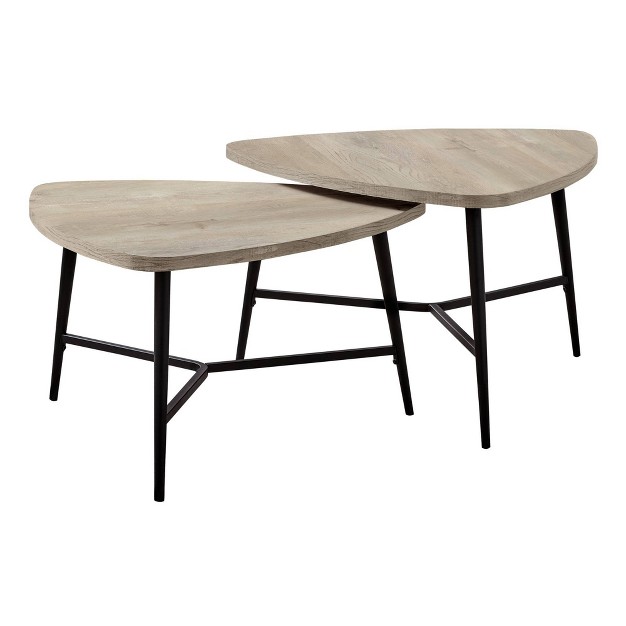 2pc Accent Table Set Taupe black Everyroom