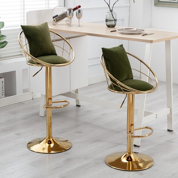 2PCS Velvet Bar Chair Swivel Chair Adjustable Height Barstool - N/A