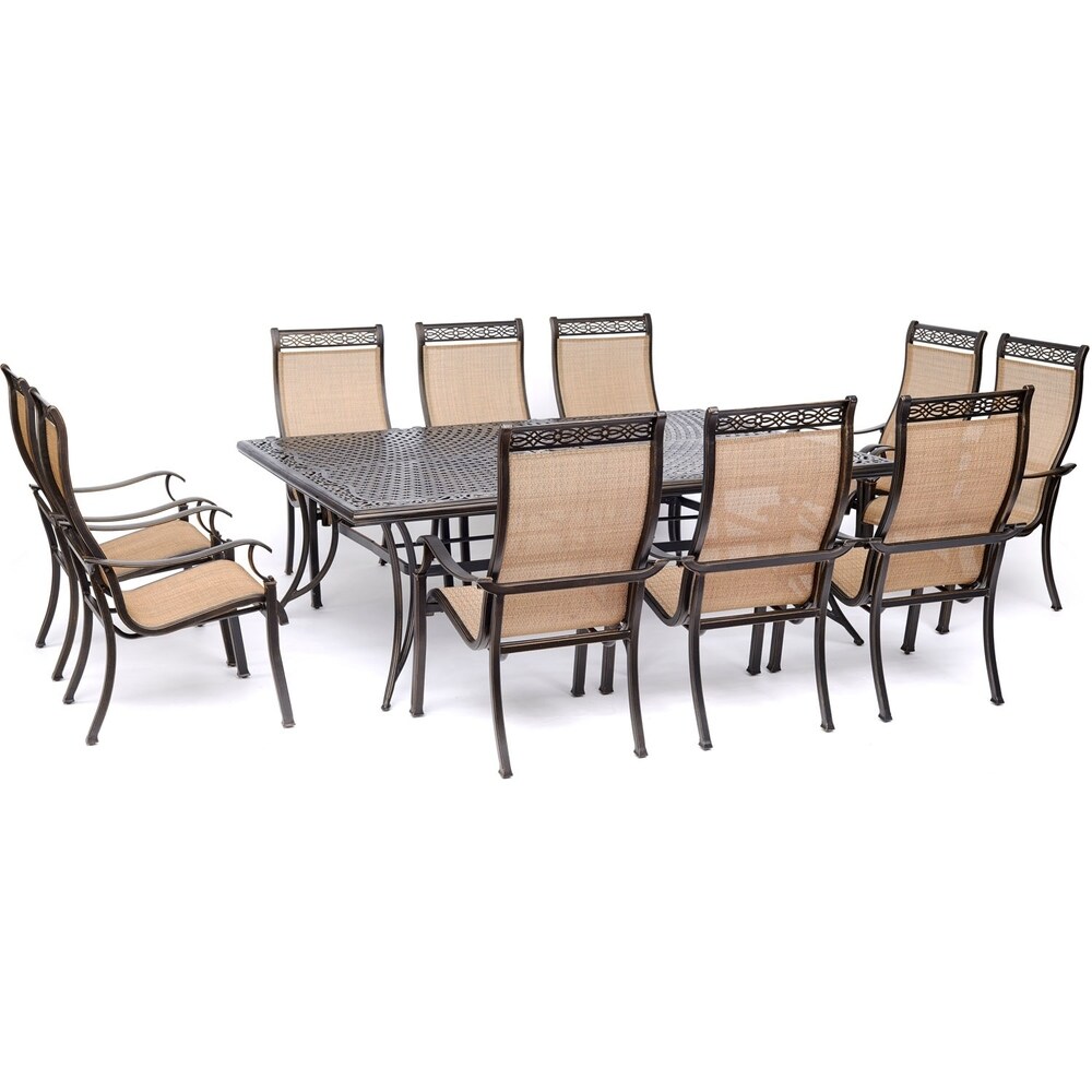 Hanover Manor 11 Piece Dining Set with 10 Sling Chairs and an Extra Large 60\