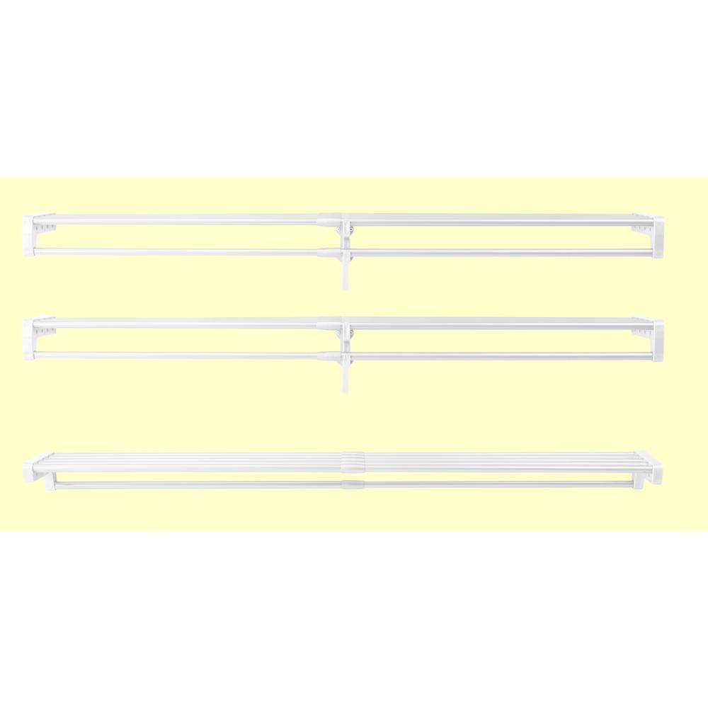 EZ Shelf 18 ft. Steel Closet Organizer Kit with 3-Expandable Shelf and Rod Units in White with 2 End Brackets EZS-K-SCRW72-3-2