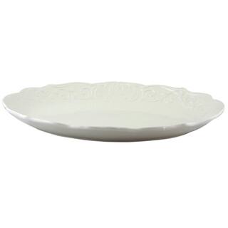 Gibson Home Royal Abbey White Durastone Oval Embossed Platter 985100746M