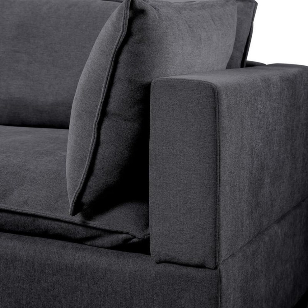 Bowery Hill 20 quotModern Fabric Down Feather Loveseat in Light Gray   Transitional   Loveseats   by Homesquare  Houzz