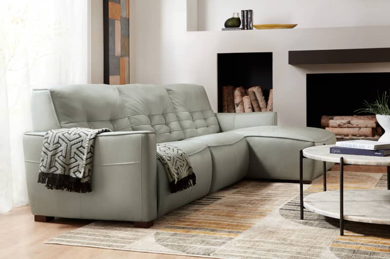 Hooker Furniture Living Room Reaux Power Recline Sofa With RAF Chaise With 2 Power Recliners