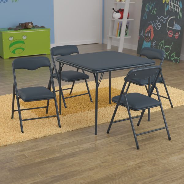 Mindy Kids Navy 5 Piece Folding Table and Chair Set