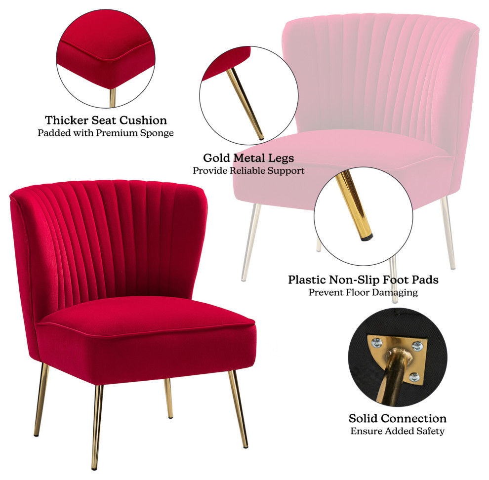 Velvet Accent Dining Chair   Midcentury   Dining Chairs   by Karat Home  Houzz