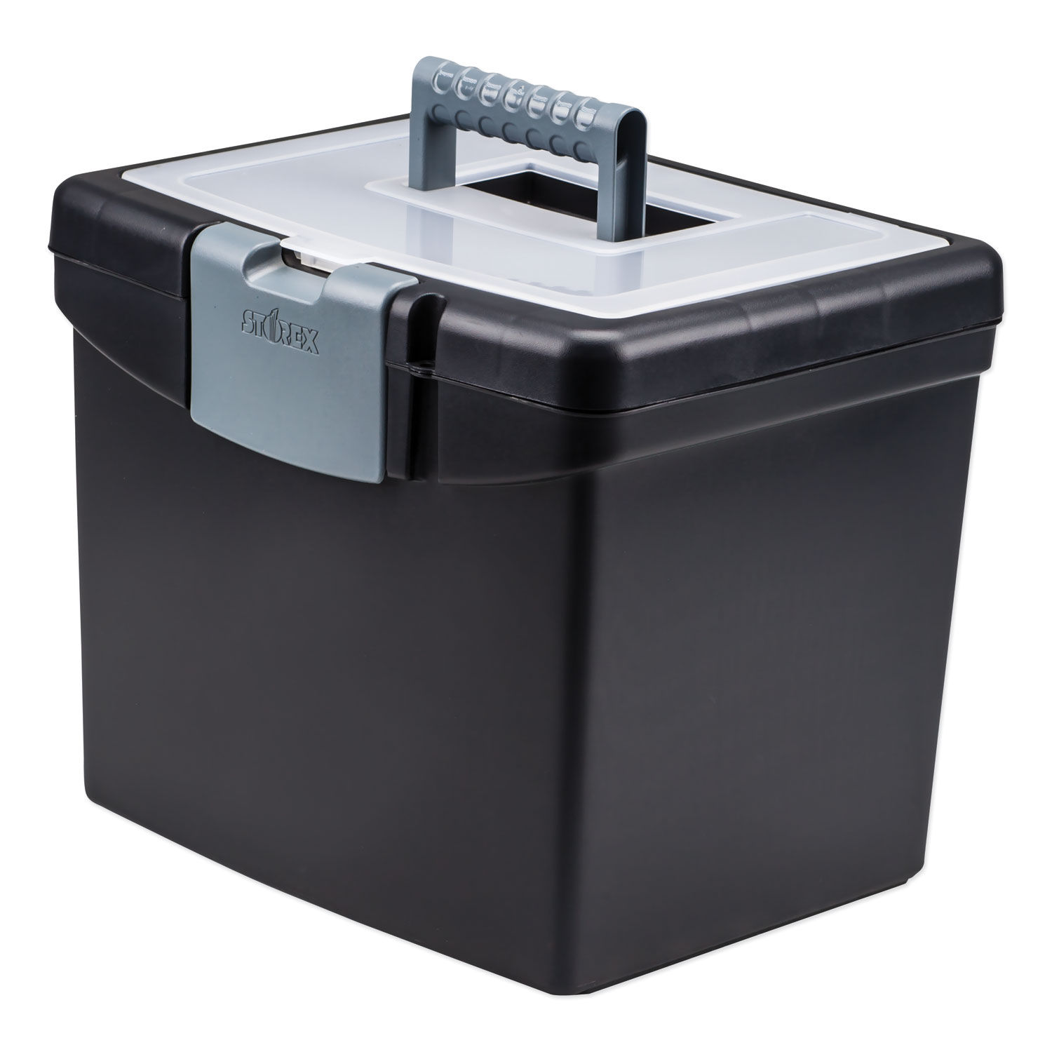 Portable File Box with Large Organizer Lid by Storex STX61504U01C