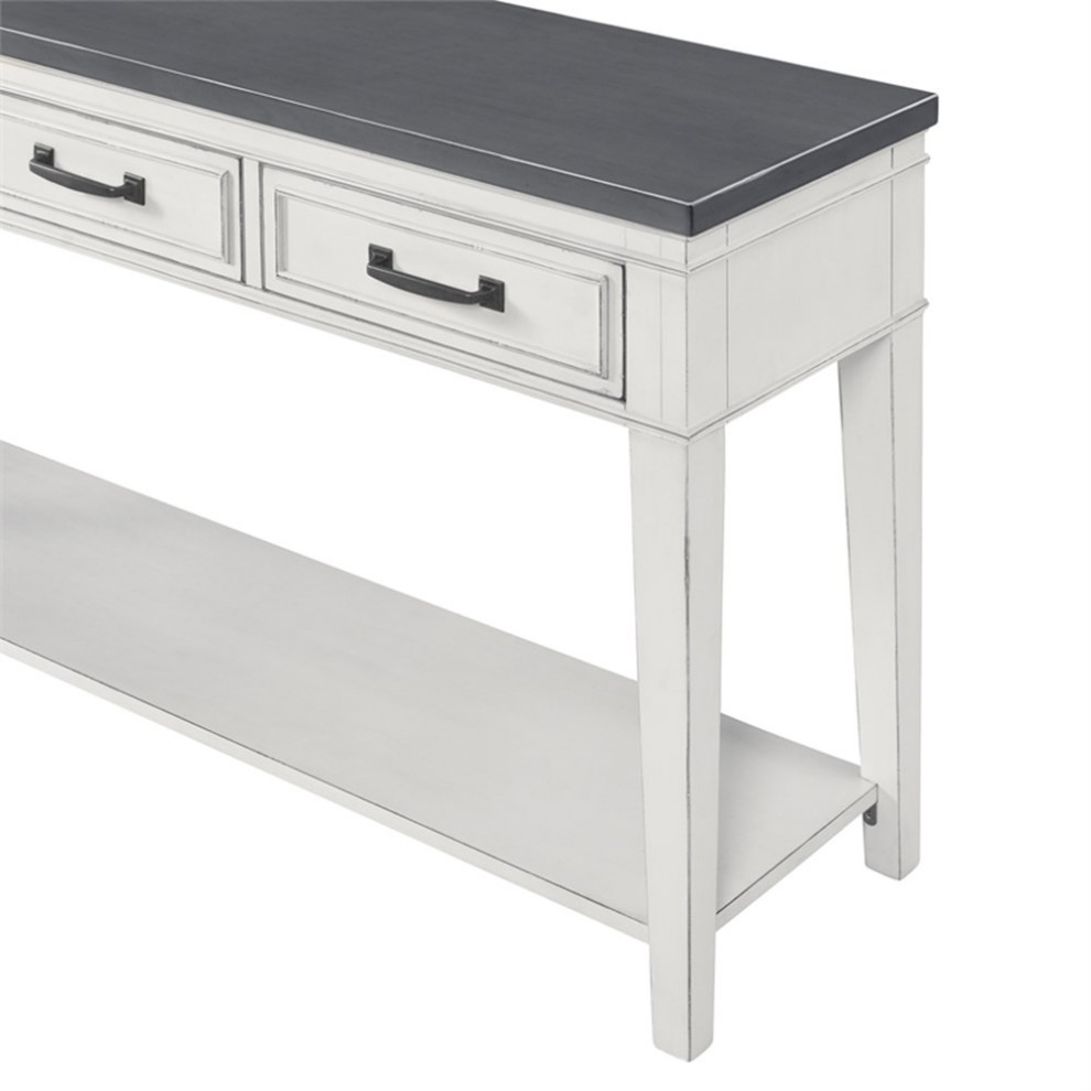 Home Square 2 Piece Set with Sofa Console Table and End Table in White and Gray   Console Tables   by Homesquare  Houzz