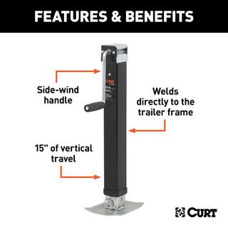 CURT Direct-Weld Square Jack with Side Handle (8000 lbs. 15