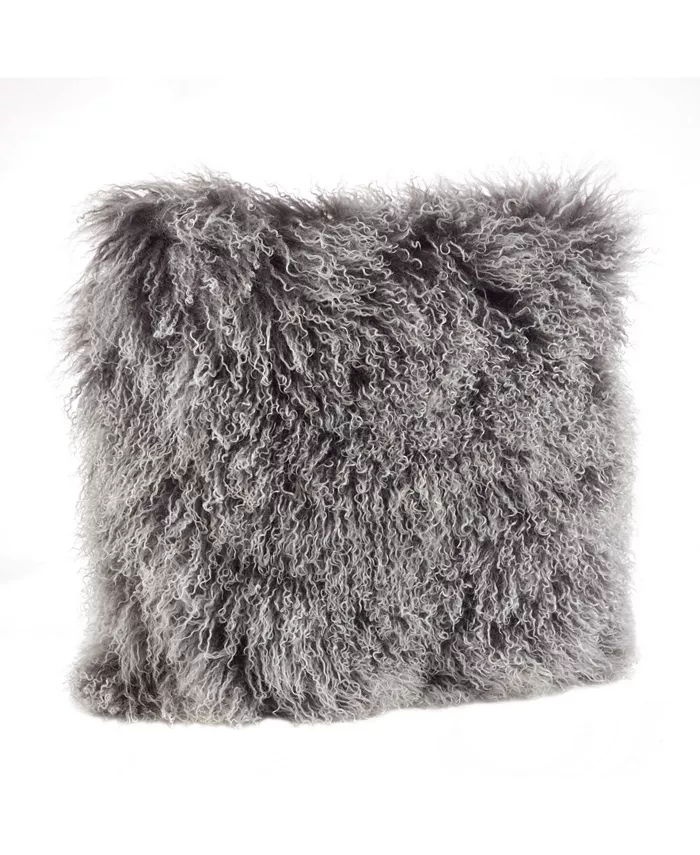 Saro Lifestyle Mongolian Wool Lamb Fur Decorative Pillow， 20