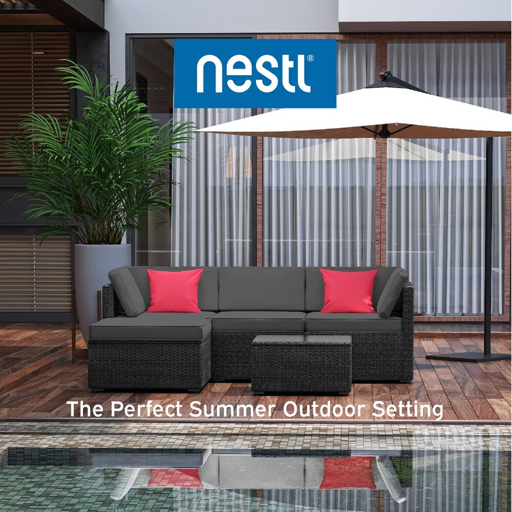 Nestl 5 Piece Outdoor Wicker Patio Furniture Set   Patio Furniture Set with Sectional Patio Seating