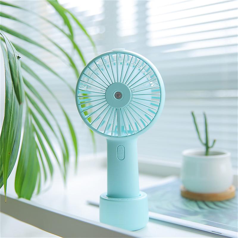 Portable Water Spray Mist Fan Electric Usb Rechargeable Handheld Mini(blue)