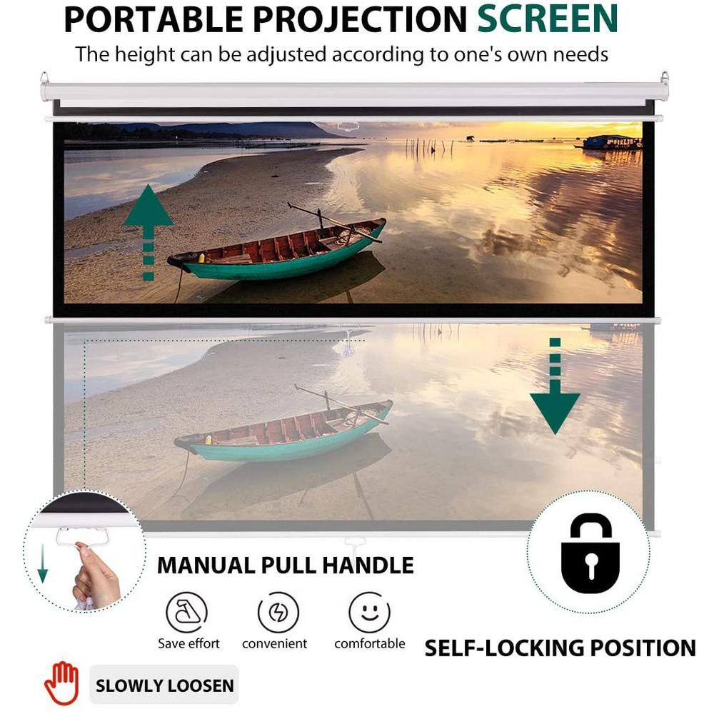 VIVOHOME 120 in. Manual Pull-Down Retractable Projector Screen 1:1 HD X002MNO9H9