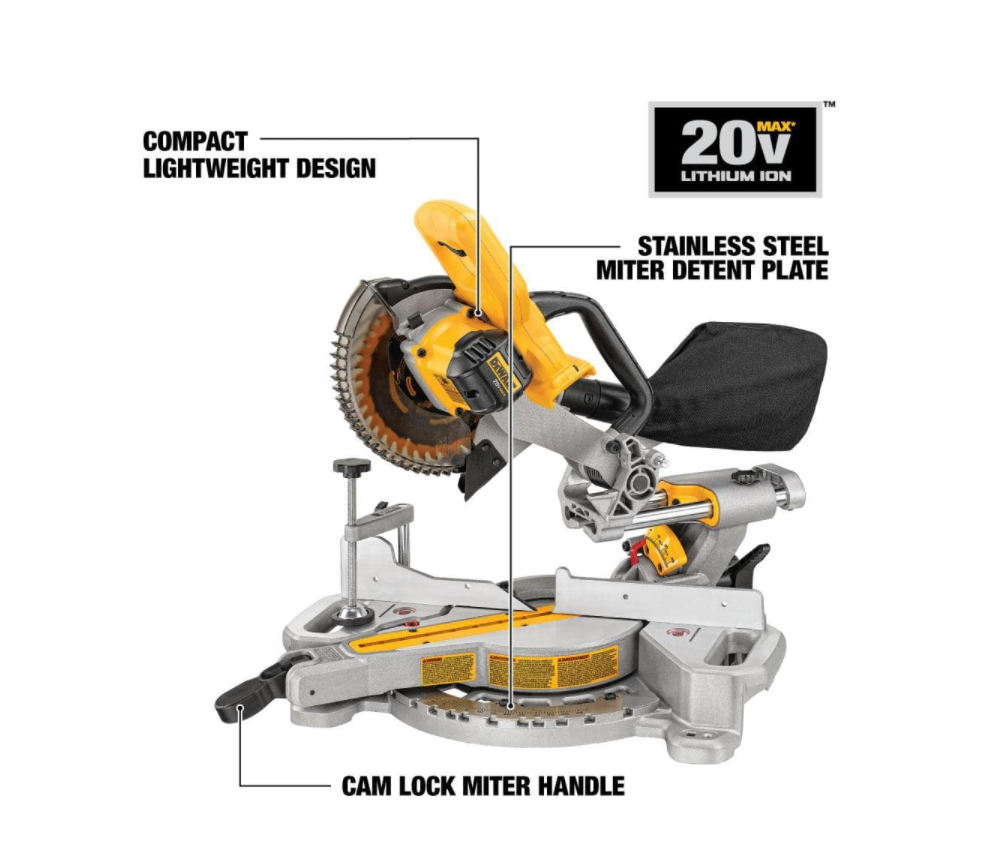 DEWALT DCS361B 20-Volt MAX Cordless 7-1/4 in. Sliding Miter Saw (Tool-Only)