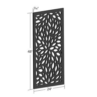 DESIGN VU Floral 4 ft. x 2 ft. Charcoal Recycled Polymer Decorative Screen Panel Wall Decor and Privacy Panel DVU2407C