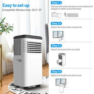 Bunpeony 8000 BTU 3-in-1 Portable Air Conditioner with Cool Dehum Fan Sleep Mode in White ZMCT106