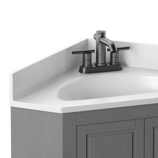 Twin Star Home 25 in. W x 25 in. D Corner Bathroom Vanity in Antique Gray with White Top and White Basin 25BV35043-PG22