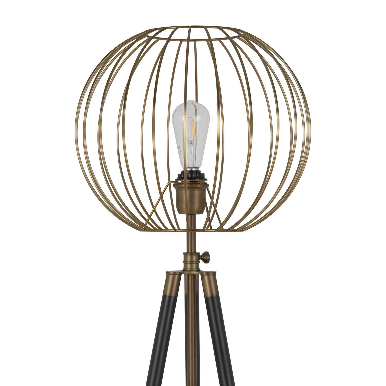 EvelynandZoe Traditional Metal Cage Tripod Floor Lamp