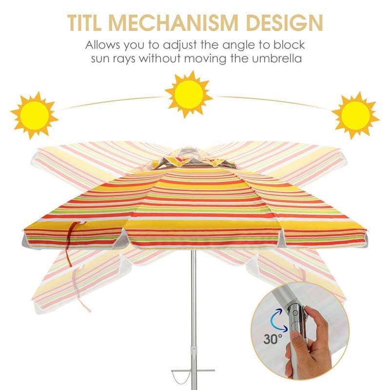 6.5 ft Beach Umbrella with Sand Anchor & Carrying Bag