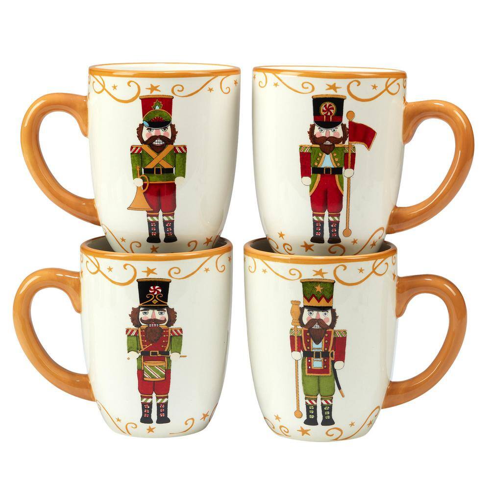 Certified International Holiday Magic Nutcracker 16 oz. Multi-Colored Earthenware Beverage Mug (Set of 4) 37321SET4