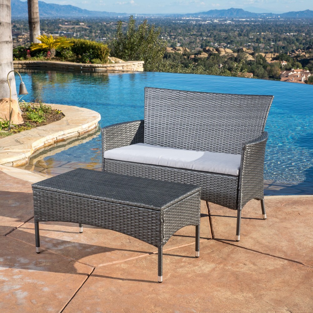 Malta 2 piece Outdoor Wicker Loveseat Set by Christopher Knight Home