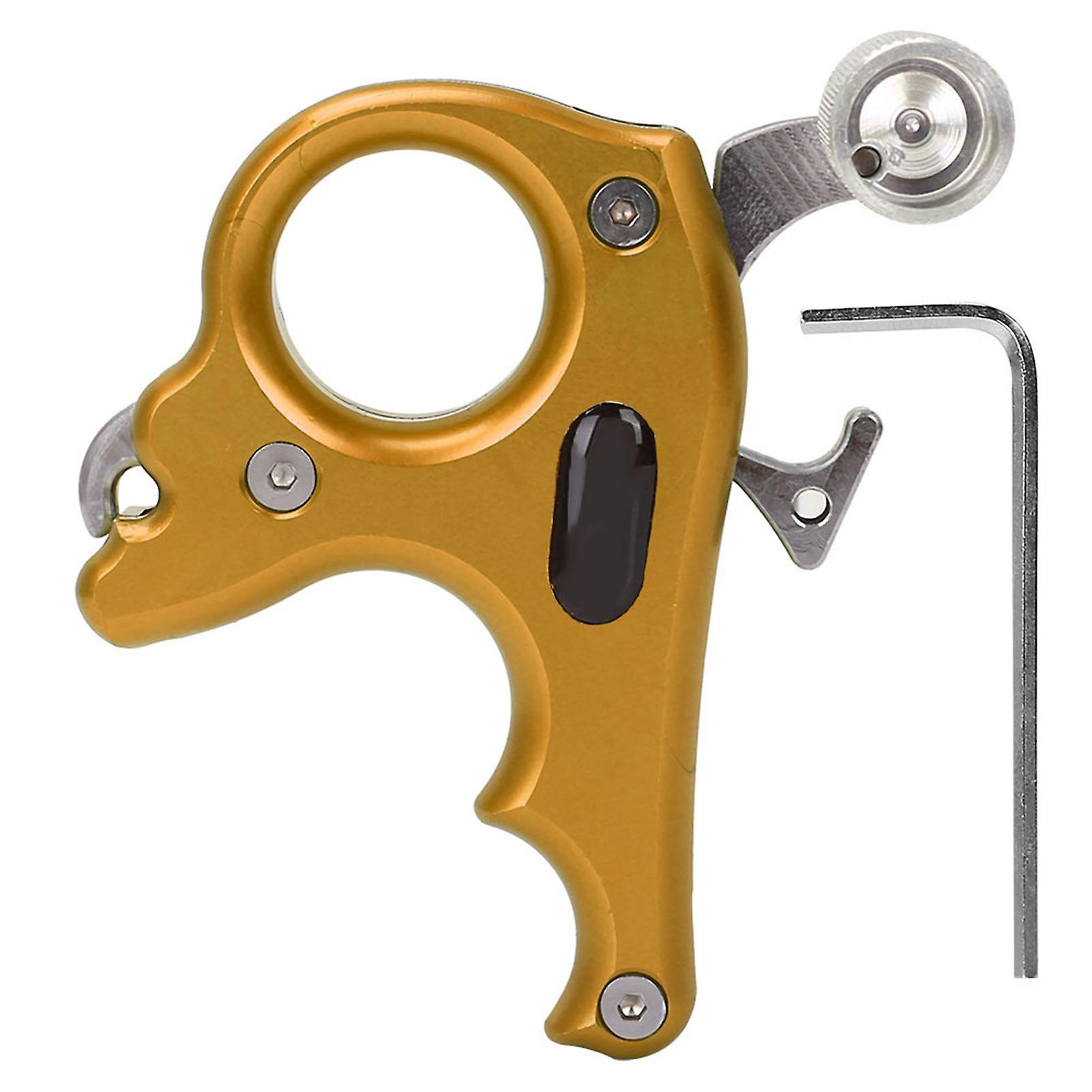 Archery Release Aids 3 Finger Grip Thumb Caliper Trigger For Compound Bow Accessory (gold)